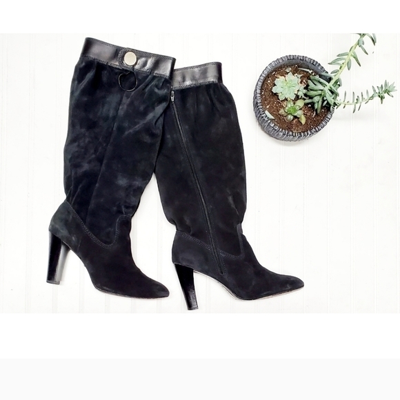 MICHAEL KORS Black Suede Slouchy Heeled Boots 10 - Picture 3 of 11